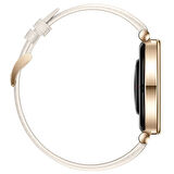 Huawei Watch GT6 41mm İle Uyumlu Starlight Gold Metal Tokalı Deri Zarif Şık Kordon