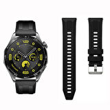 Sneezy Huawei Watch GT4 46mm İle Uyumlu Spor Silikon Metal Tokalı Soft Saat Kordonu