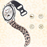 Huawei Watch GT2 GT3 GT4 GT5 46mm İle Uyumlu Leopar Desenli Silikon Kordon Kayış