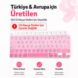 MacBook Pro 14.2 İnç M1 M2 M3 M4 M5 A2442 A2992 Uyumlu Türkçe Q Klavye Koruyucu Pembe Ombre Silikon