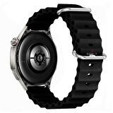 Huawei Watch GT6 46mm İle Uyumlu Dalga Desenli Tokalı Yumuşak Ocean Soft Silikon Kordon