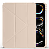 iPad Pro 11 inç M5 2025 Uyumlu Kılıf Üçgen Katlanabilir Kalem Şarj Bölmeli Kılıf A2836 A2837 A3006
