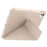 iPad Pro 11 inç M5 2025 Uyumlu Kılıf Üçgen Katlanabilir Kalem Şarj Bölmeli Kılıf A2836 A2837 A3006