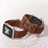 Apple Watch Uyumlu 38 40 41mm Leopar Desenli Yumuşak Silikon Kordon Seri 2 3 4 5 6 Se 7 8 9 10 42mm