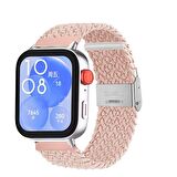 Huawei Watch Fit 3 İle Uyumlu Metal Klips Solo Fiberlink Örgü Kordon