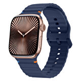 Apple Watch 42mm 44mm 45mm S10 46mm Ultra 49mm Uyumlu Dalga Desenli Tokalı Yumusaş Silikon Kordon