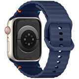 Apple Watch 42mm 44mm 45mm S10 46mm Ultra 49mm Uyumlu Dalga Desenli Tokalı Yumusaş Silikon Kordon