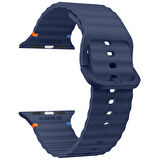 Apple Watch 42mm 44mm 45mm S10 46mm Ultra 49mm Uyumlu Dalga Desenli Tokalı Yumusaş Silikon Kordon