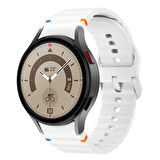 Samsung Galaxy Watch 5 Pro 45mm İle Uyumlu Metal Tokalı Dalgalı Spor Silikon Kordon