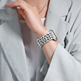 Apple Watch Ultra 1 ve 2 Uyumlu 49mm Leopar Desenli Yumuşak Silikon Kordon