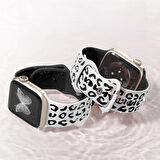 Apple Watch Ultra 1 ve 2 Uyumlu 49mm Leopar Desenli Yumuşak Silikon Kordon