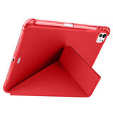 iPad Pro 11 inç M4 2024 Uyumlu Kılıf Üçgen Katlanabilir Kalem Şarj Bölmeli Kılıf A2836 A2837 A3006