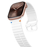 Apple Watch 42mm 44mm 45mm S10 46mm Ultra 49mm Uyumlu Dalga Desenli Tokalı Yumusaş Silikon Kordon