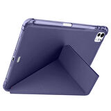 iPad Pro 11 inç M4 2024 Uyumlu Kılıf Üçgen Katlanabilir Kalem Şarj Bölmeli Kılıf A2836 A2837 A3006