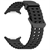Samsung Galaxy Watch 7 Ultra İle Uyumlu AirFlow Metal Tokalı Yumuşak Soft Silikon Kordon 