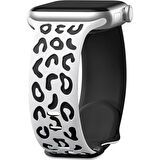 Apple Watch Uyumlu 38 40 41mm Leopar Desenli Yumuşak Silikon Kordon Seri 2 3 4 5 6 Se 7 8 9 10 42mm