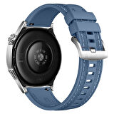 Sneezy Huawei Watch GT4 46mm ile Uyumlu Metal Tokalı Dikiş Detaylı Şık Dokuma Silikon Kordon