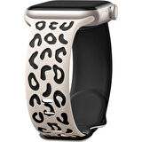 Apple Watch Uyumlu 44 45 46mm Leopar Desenli Yumuşak Silikon Kordon Seri 2 3 4 5 6 Se 7 8 9 10 