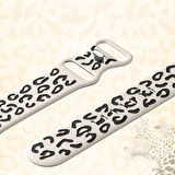 Apple Watch Uyumlu 44 45 46mm Leopar Desenli Yumuşak Silikon Kordon Seri 2 3 4 5 6 Se 7 8 9 10 