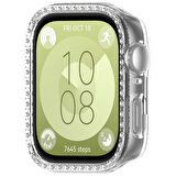 Huawei Watch Fit 3 İle Uyumlu Zarif Kristal Taşlı Kasa Koruyucu Kılıf