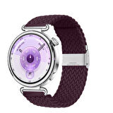 Sneezy Huawei Watch GT6 41mm İle Uyumlu Metal Klips Solo Fiberlink Kumaş Örgü Kordon