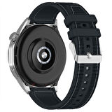 Sneezy Huawei Watch GT6 46mm İle Uyumlu Metal Tokalı Dikiş Desenli Dokuma Silikon Kordon