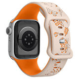 Apple Watch Ultra 1 ve 2 Uyumlu 49mm Kelebek Desenli Yumuşak Silikon Kordon