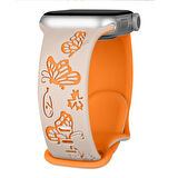 Apple Watch Ultra 1 ve 2 Uyumlu 49mm Kelebek Desenli Yumuşak Silikon Kordon