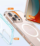 İPhone 16 Pro Max Magsafe Kablosuz Şarj Destekli Sert Silikon Şeffaf Kapak Ve 5D Ekran Koruyucu