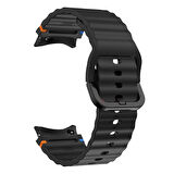 Samsung Galaxy Watch 7 40mm-44mm İle Uyumlu Metal Tokalı Dalgalı Spor Silikon Kordon