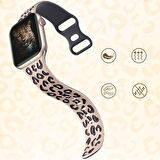 Apple Watch Ultra 1 ve 2 Uyumlu 49mm Leopar Desenli Yumuşak Silikon Kordon