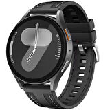 Sneezy Huawei Watch Gt3 Pro 43mm ile Uyumlu Metal Tokalı Dikiş Detaylı Şık Dokuma Silikon Kordon