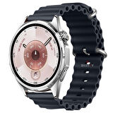 Huawei Watch GT6 46mm İle Uyumlu Dalga Desenli Tokalı Yumuşak Ocean Soft Silikon Kordon