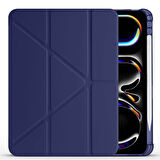 iPad Pro 11 inç M5 2025 Uyumlu Kılıf Üçgen Katlanabilir Kalem Şarj Bölmeli Kılıf A2836 A2837 A3006
