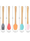 5'li Renkli Bambu Saplı Silikon Uçlu Spatula Fırçalı Kaşık Seti