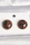 Pirinç Gold Renk 3D Daire Leopar Model Kadın Küpe 5886