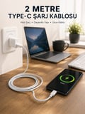 Hızlı Şarj Destekli 2 Metre Type-C Kablo