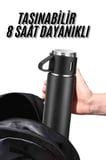 Termos Seti 3'lü Bardak Seti Isı Dayanıklı Siyah Paslanmaz Çelik Vakumlu
