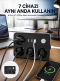 3 USB Çıkışlı 4’lü Akıllı Priz 2500W 2 Metre Kablo