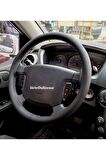 Ssangyong Actyon Sports Uyumlu Dikmeli Direksiyon Kılıfı Soft Siyah Deri Gri Ipli A Plus ( 38×10cm )