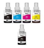 Epson T664 T6641-T6642-T6643-T6644 EcoTank ET-4500 4 Renk Orjinal Mürekkep Takımı + 1 Siyah Hediye