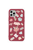 Iphone 13 Pro Max Bordo Renkli Silikon Telefon Kilifi - Beach Babe