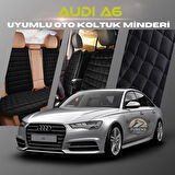 Audi A6  Siyah Renk Tay Tüyü Cepli & Terletmez Sırtlı Oto Koltuk Minder Seti - Koltuk Koruma Kılıfı (ÖN & ARKA TAM SET)