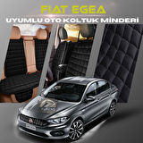 Fiat Egea Siyah Renk Tay Tüyü Cepli & Terletmez Sırtlı Oto Koltuk Minder Seti - Koltuk Koruma Kılıfı (ÖN & ARKA TAM SET)