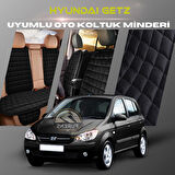 Hyundai Getz Siyah Renk Tay Tüyü Cepli & Terletmez Sırtlı Oto Koltuk Minder Seti - Koltuk Koruma Kılıfı (ÖN & ARKA TAM SET)