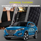 Hyundai Tuscon Siyah Renk Tay Tüyü Cepli & Terletmez Sırtlı Oto Koltuk Minder Seti - Koltuk Koruma Kılıfı (ÖN & ARKA TAM SET)