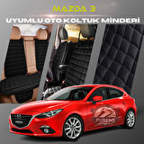 Mazda 3 Siyah Renk Tay Tüyü Cepli & Terletmez Sırtlı Oto Koltuk Minder Seti - Koltuk Koruma Kılıfı (ÖN & ARKA TAM SET)