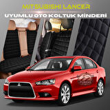 Mitsubishi Lancer Siyah Renk Tay Tüyü Cepli & Terletmez Sırtlı Oto Koltuk Minder Seti - Koltuk Koruma Kılıfı (ÖN & ARKA TAM SET)