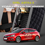 Opel Astra K Siyah Renk Tay Tüyü Cepli & Terletmez Sırtlı Oto Koltuk Minder Seti - Koltuk Koruma Kılıfı (ÖN & ARKA TAM SET)