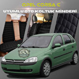 Opel Corsa C Siyah Renk Tay Tüyü Cepli & Terletmez Sırtlı Oto Koltuk Minder Seti - Koltuk Koruma Kılıfı (ÖN & ARKA TAM SET)